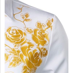 Men's Hipster Rose Floral Printed  Dress Shirts